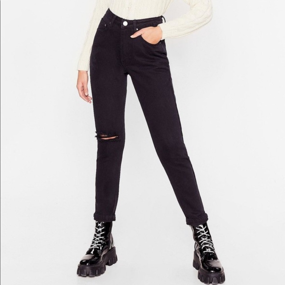 NWT black denim mom jeans